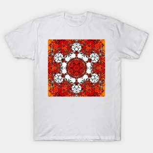 Dot Mandala Flower Orange White and Red T-Shirt